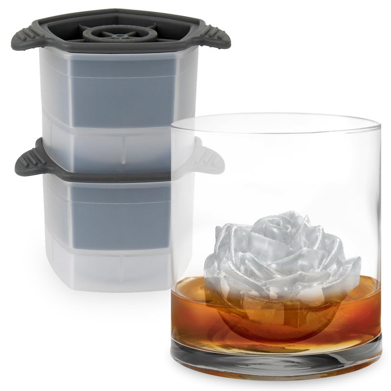 Tovolo Rose Shaped Ice Molds, Set of 2 - Large Romantic Ice Mold Gift - Unique Ice Mold Chills Drinks - Odor-Free Freezer Storage, Dishwasher-Safe with Silicone Plunger - Image 1